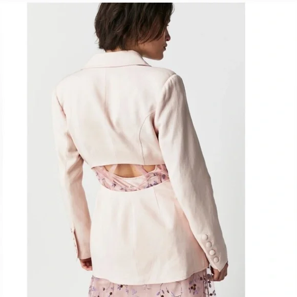 Free People Aureta Mariah Blazer Tie Back Bows Slim Fitted Cutouts Back Jacket - Picture 2 of 2